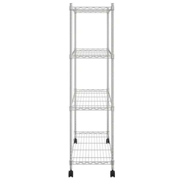4-tasandiline traadist hoiuriiul ratastega, hõbedane, 90 x 35 x 142 cm, 200 kg – 4