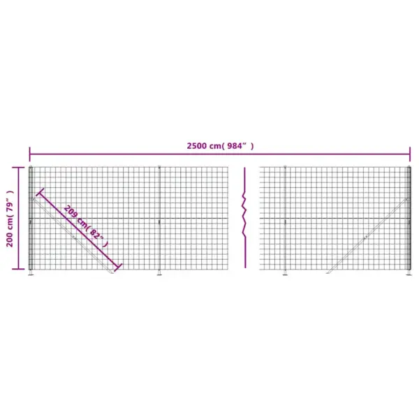 Traataia komplekt äärikutega postidega, PVC-kattega tsingitud teras, antratsiithall, 2 x 25 m – 7