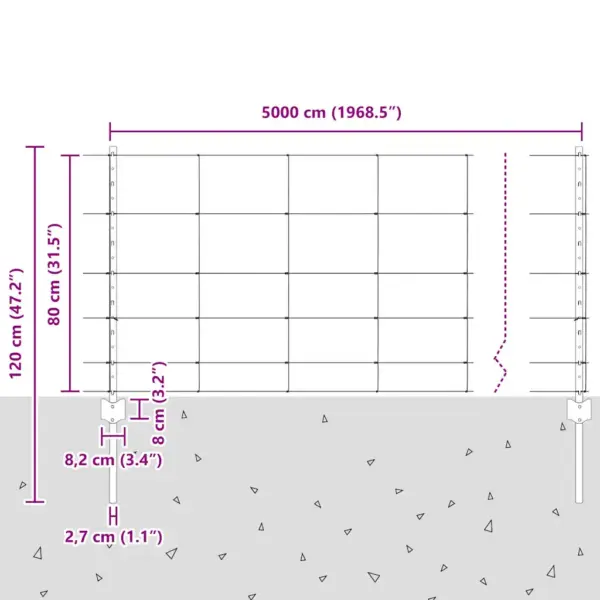 Traataia komplekt postidega, hõbedane teras, 80 cm x 50 m – 11