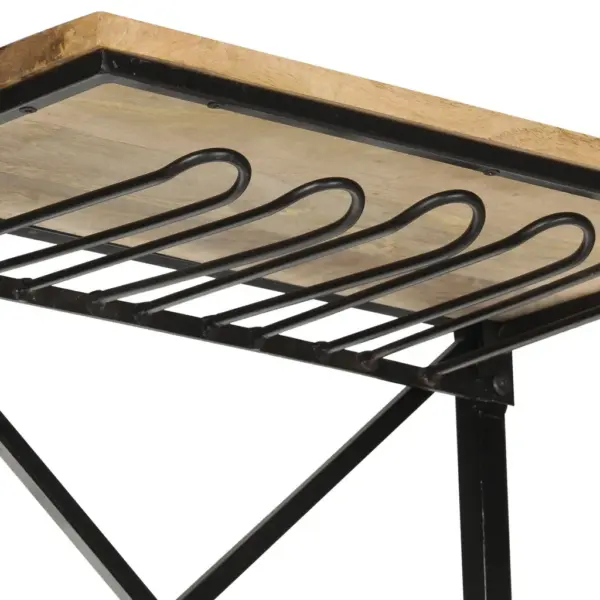 Traktorikujuline veinikapp mangopuidust riiulitega, valge, 49 x 31 x 172 cm – 6