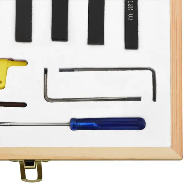 12-osaline treimistööriistade komplekt karbiidotsadega, 8 x 8 mm, 70 mm, puidust karbis – 5