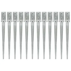 Maavaiad tsingitud terasest, hõbedane, 12 tk, 7 x 7 x 75 cm, eelpuuritud aukudega