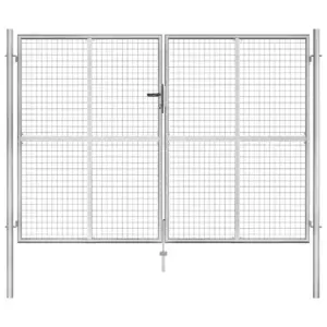 Tsingitud terasest aiavärav võrktäitega, hõbedane, 300 x 175 cm