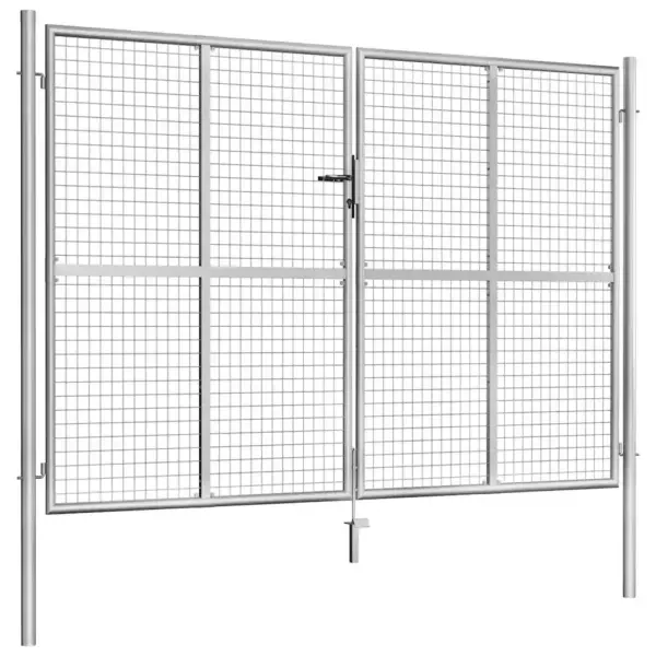 Tsingitud terasest aiavärav võrktäitega, hõbedane, 300 x 175 cm – 2