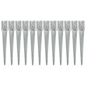 Tsingitud terasest maavaiad, 12 tk, hõbedane, 10 x 10 x 76 cm