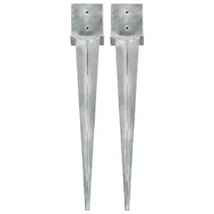 Tsingitud terasest maavaiad eelpuuritud aukudega, hõbedane, 14 x 14 x 91 cm, 2 tk