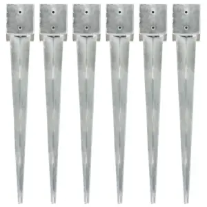 Tsingitud terasest maavaiad aedadele, 6 tk, hõbedane, 12 x 12 x 89 cm