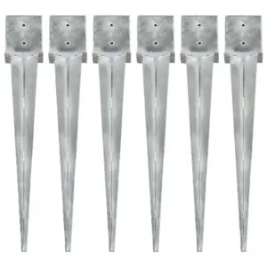 Tsingitud terasest maavaiad, 6 tk, hõbedane, 14 x 14 x 91 cm