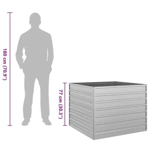 Tsingitud terasest peenrakast, hõbedane, 100 x 100 x 77 cm – 7