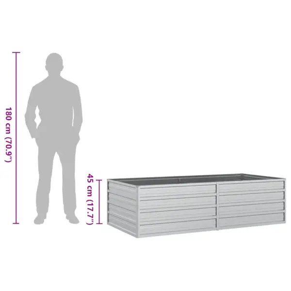 Tsingitud terasest peenrakast, hõbedane, 160 x 80 x 45 cm – 8