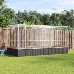 Tsingitud terasest väliaedik lindudele pikendusega, hõbedane ja antratsiit, 418 x 207 x 212 cm