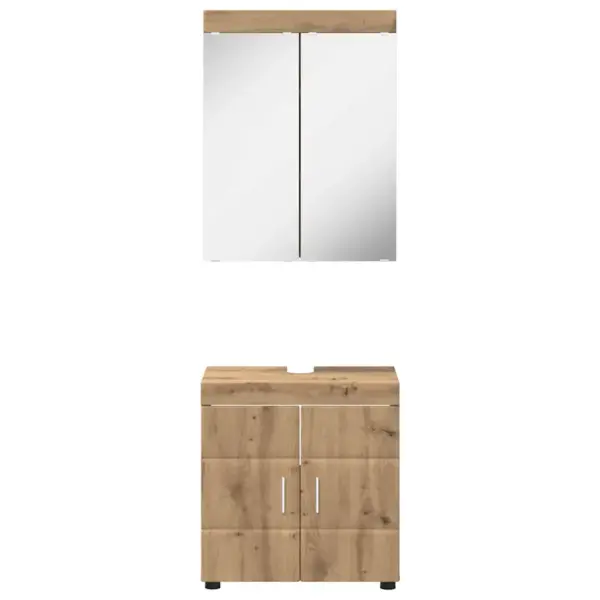 Vannitoamööbli komplekt Tulum, valamu- ja peeglikapp, käsitöötamme toon, tehispuit, 60 cm – 8