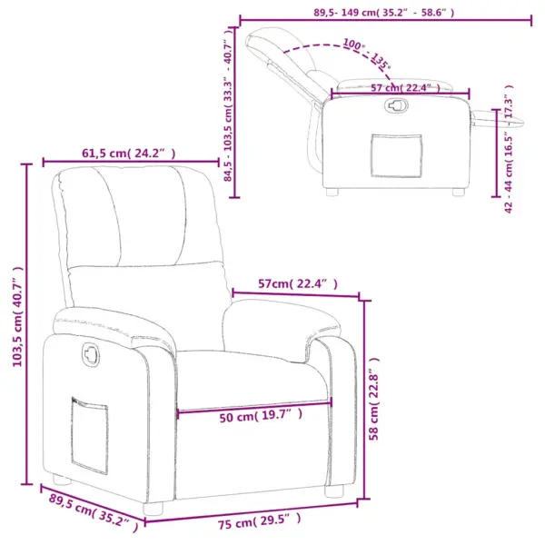 Manuaalne allalastav tugitool küljetaskuga, tumehall mikrofiiberkangas, 75 x 89,5 x 103,5 cm – 11
