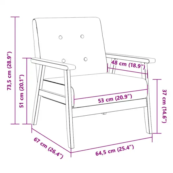 Tumehall kangast tugitool puitraamiga, 64,5 x 67 x 73,5 cm – 9