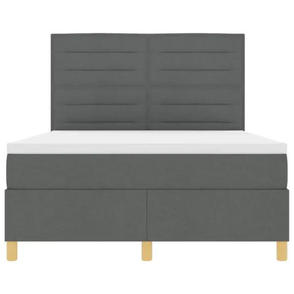 Tumehall kontinentaalvoodi madratsiga, 140 x 190 cm, kangas, reguleeritava peatsiga – 7