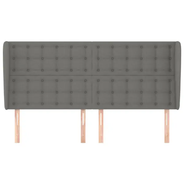 Polsterdatud voodipeats servadega, tumehall kangas, reguleeritava kõrgusega, 163 x 23 x 118/128 cm – 3