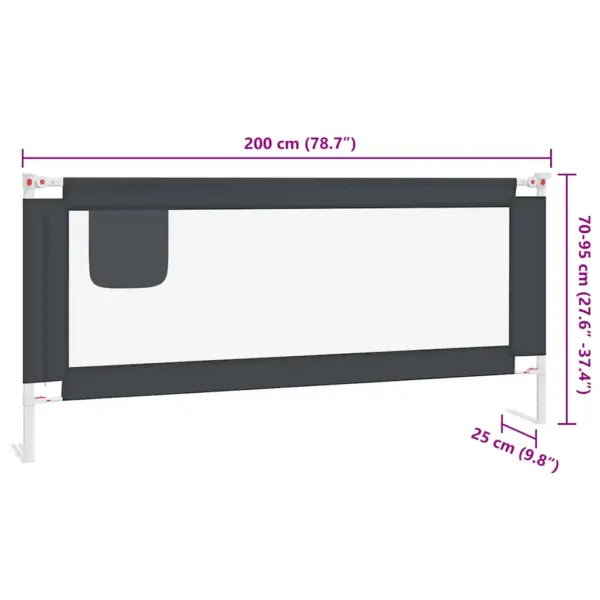 Tumehall reguleeritav kangast voodipiire lastele, 200 x 25 cm – 8