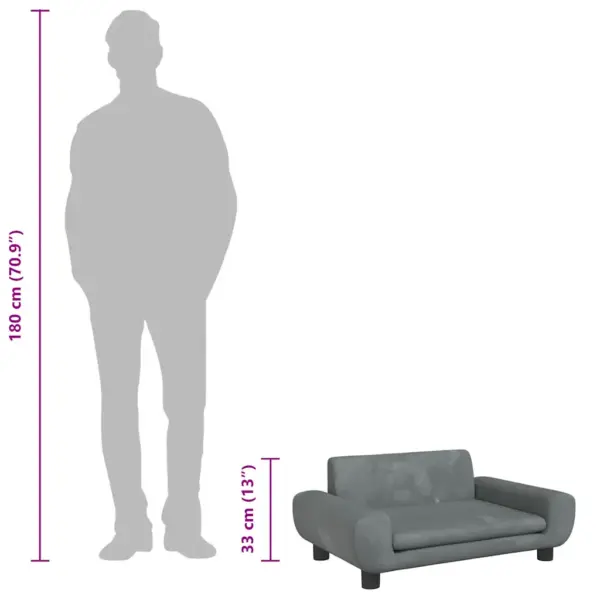 Sametist tumehall koeradiivan väikestele koertele, 70 x 45 x 33 cm – 8