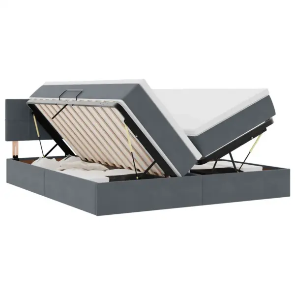 Tumehall sametvoodi pesukastiga ja LED-ribavalgusega, USB, 200 x 200 cm, metallraam, madratsiga – 2