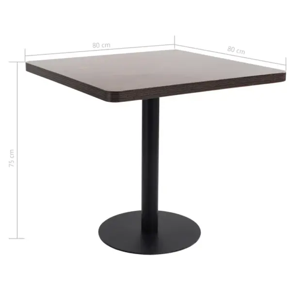 Bistroolaud tumepruuni MDF lauaplaadiga, must terasjalg, 80 x 80 cm – 6