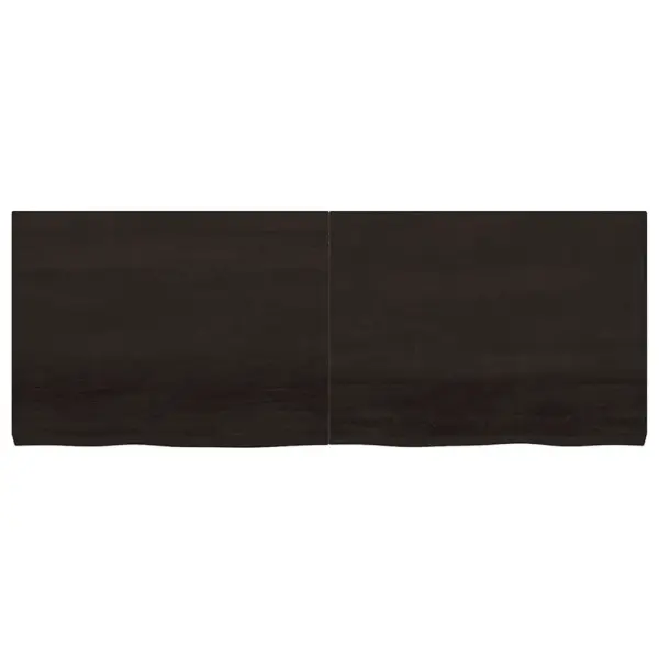 Vannitoa töötasapind naturaalsete servadega, tumepruun tammepuit, 160 x 60 x (2–6) cm – 3