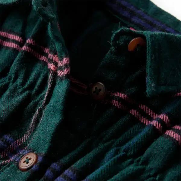 Ruuduline tumeroheline laste kleit pikkade varrukate ja volangidega, 100% puuvill, suurus 116 (5–6 a) – 4