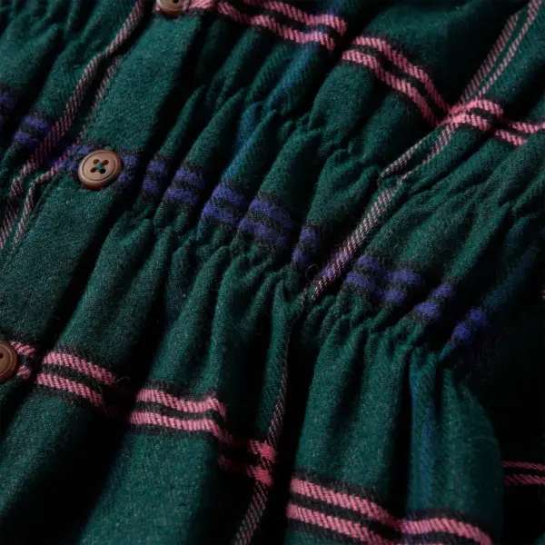 Ruuduline tumeroheline laste kleit pikkade varrukate ja volangidega, 100% puuvill, suurus 116 (5–6 a) – 5