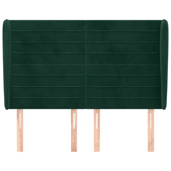 Polsterdatud sametist voodipeats tiibadega, tumeroheline, 147 x 23 x 118/128 cm – 3