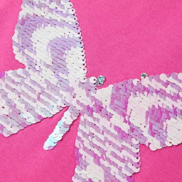 Tumeroosa laste T-särk litritega liblikaga, lühikeste varrukatega, suurus 116 – 4