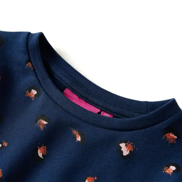 Pikkade varrukatega laste kleit pingutusnööriga, tumesinine täpiline muster, suurus 140 – 3