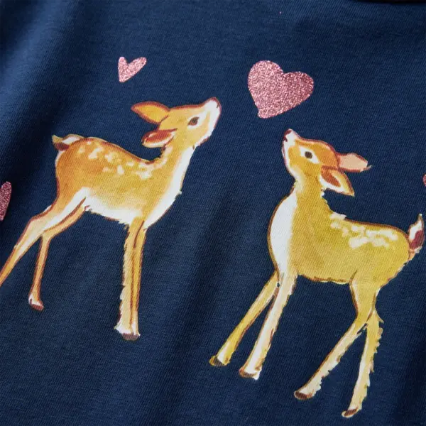 Tumesinine pikkade varrukatega lastesärk hirvetrükiga, 128 (7–8 a) – 4