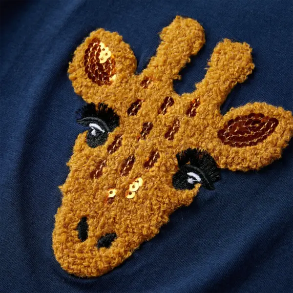 Pikkade varrukatega tumesinine lastesärk kaelkirjakuga, 95% puuvill, suurus 128 (7–8 a) – 4