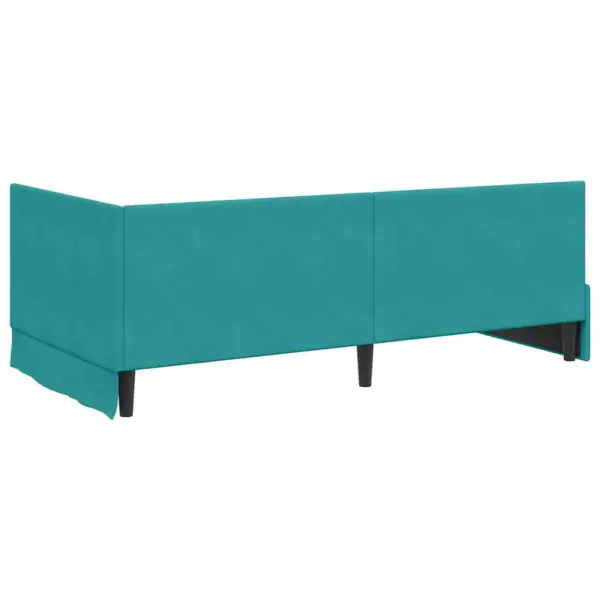 Türkiis sametist nurgavoodi raam madratsiga, 100 x 200 cm, 2-osaline komplekt - 9
