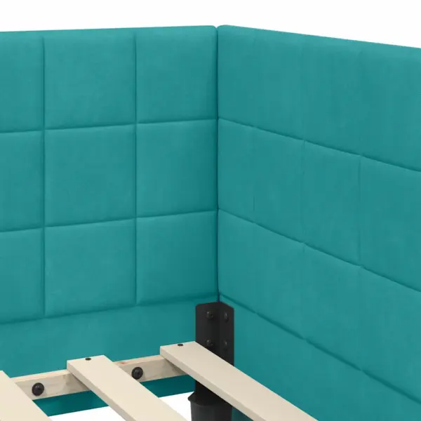 Türkiis sametist nurgavoodi raam madratsiga, 100 x 200 cm, 2-osaline komplekt - 10