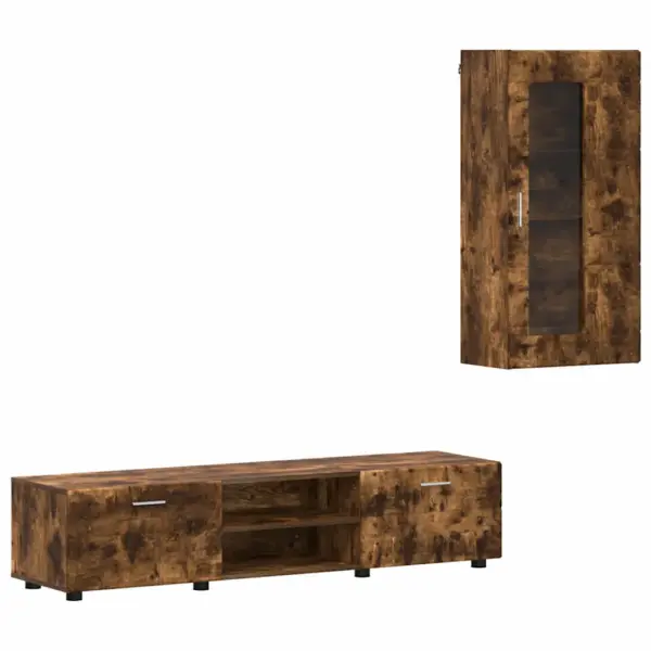 TV-kapikomplekt Florin sahtlite ja seinakappidega, suitsetatud tamm, tehispuit, TV-kapp 150 cm – 2