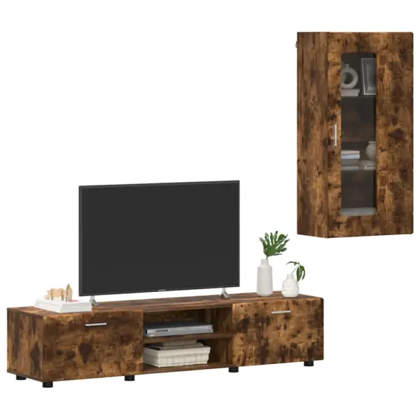TV-kapikomplekt Florin sahtlite ja seinakappidega, suitsetatud tamm, tehispuit, TV-kapp 150 cm – 3