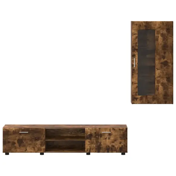 TV-kapikomplekt Florin sahtlite ja seinakappidega, suitsetatud tamm, tehispuit, TV-kapp 150 cm – 8