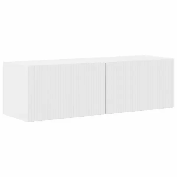 TV-seinakappide komplekt, 3-osaline, kergelt läikiv valge tehispuit – 6