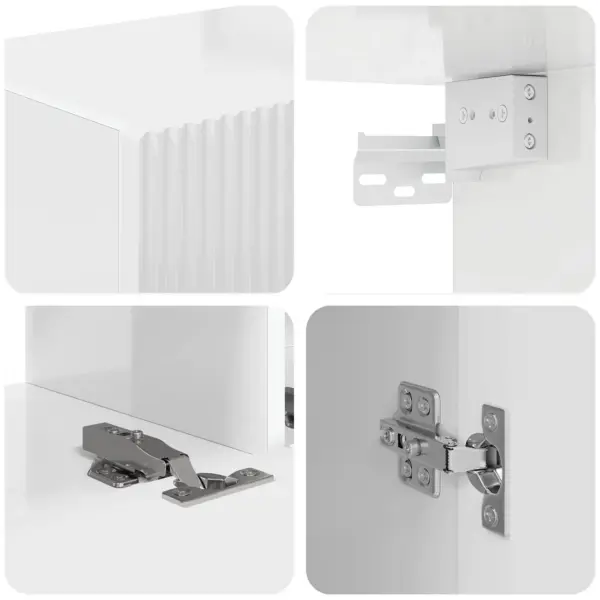 TV-seinakappide komplekt, 3-osaline, kergelt läikiv valge tehispuit – 10