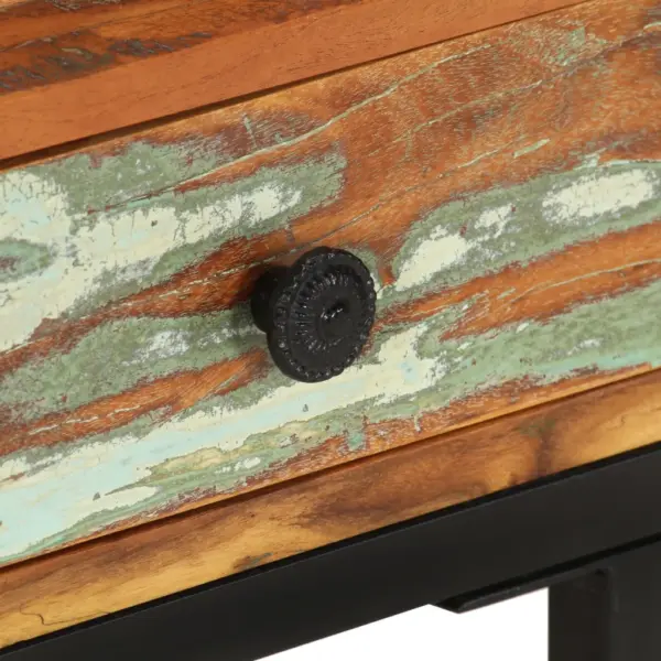 U-kujuline lisalaud sahtliga, taastatud puit ja teras, 45 x 30 x 61 cm – 7