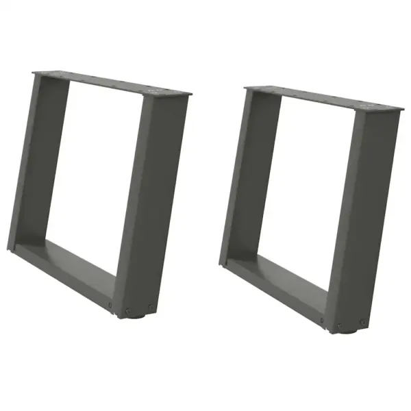 U-kujulised kohvilaua jalad reguleeritavate tasandajatega, 2 tk, antratsiithall pulbervärvitud teras, 70 x (42–43) cm – 2