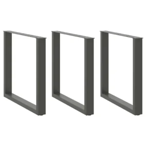 U-kujulised söögilaua jalad reguleeritavate tasandajatega, 3 tk, antratsiithall pulbervärvitud teras, 80 x (72–73) cm