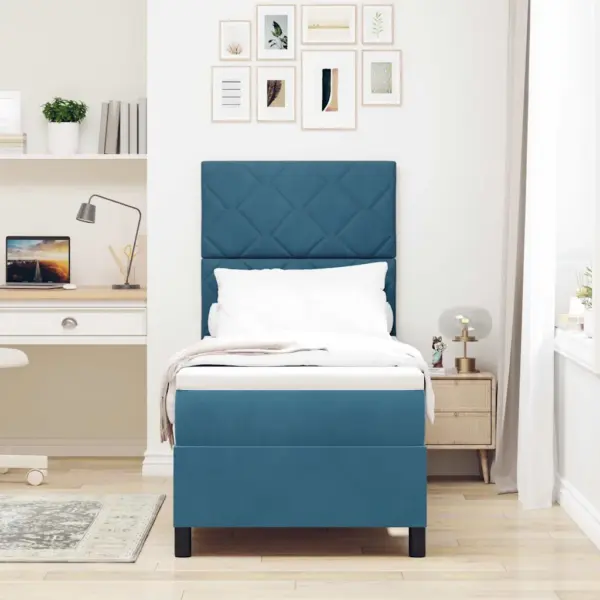 Ühe inimese kontinentaalvoodi madratsiga, tumesinine, 80 x 200 cm – 3