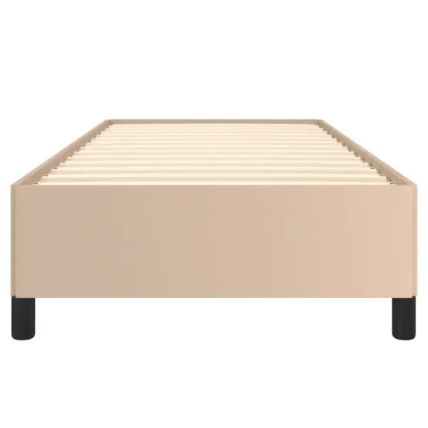 Ühe inimese voodiraam cappuccino kunstnahast, 90 x 190 cm, vineerist liistudega – 5