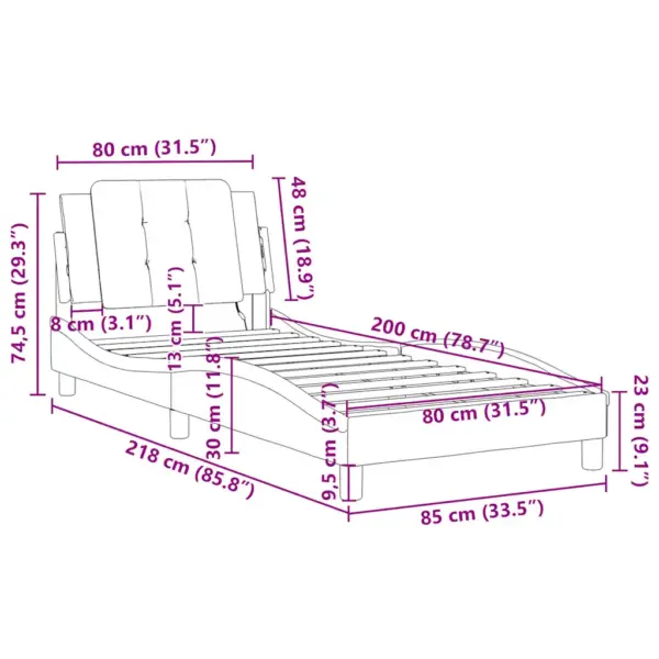 Ühe inimese voodiraam peatsiga Zadar, cappuccino kunstnahk, 80 x 200 cm – 12
