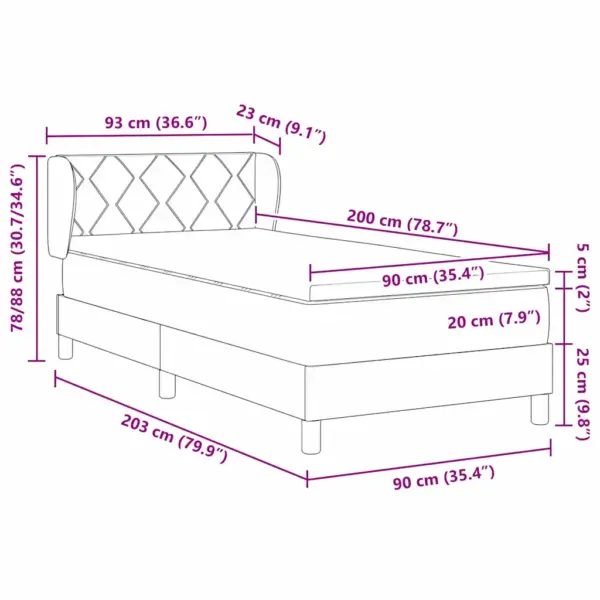 Üheinimese boxspring-voodi madratsiga, tumepruun, 90 x 200 cm – 11