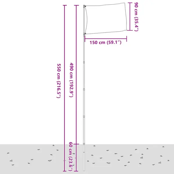 Teleskoopiline lipumasti komplekt Ühendkuningriigi lipuga, alumiinium, mast 5,5 m, lipp 90 x 150 cm – 6