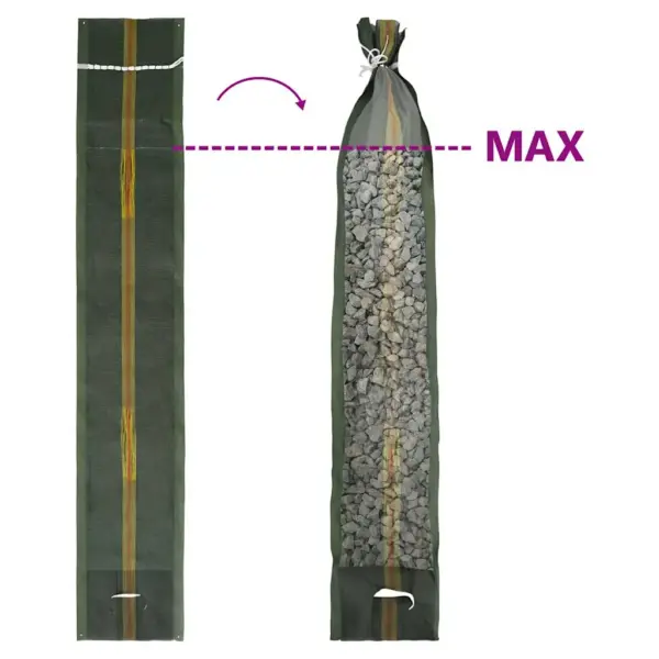Üleujutustõkke liivakotid kandesangaga, tumeroheline, 100 tk, HDPE, 103 x 25 cm – 7