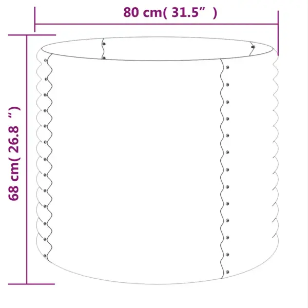 Ümmargune aia taimekast galvaniseeritud terasest, antratsiithall, diameeter 80 cm, kõrgus 68 cm - 4