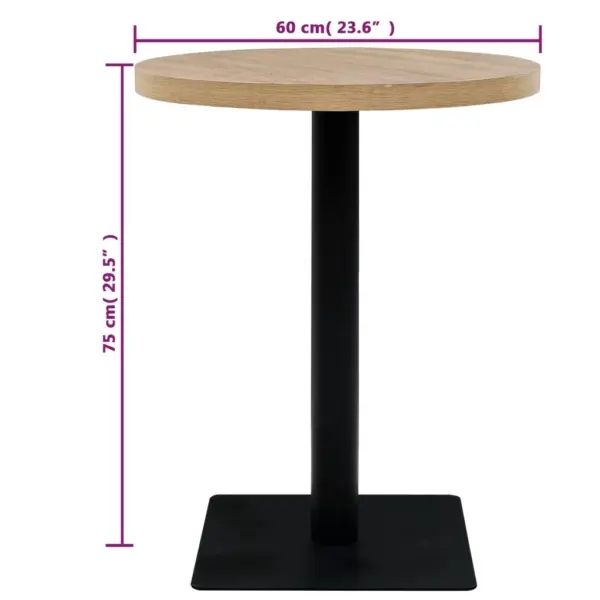 Ümmargune bistroolaud MDF-plaadiga ja terasjalaga, tammevärvi, Ø 60 x 75 cm – 6